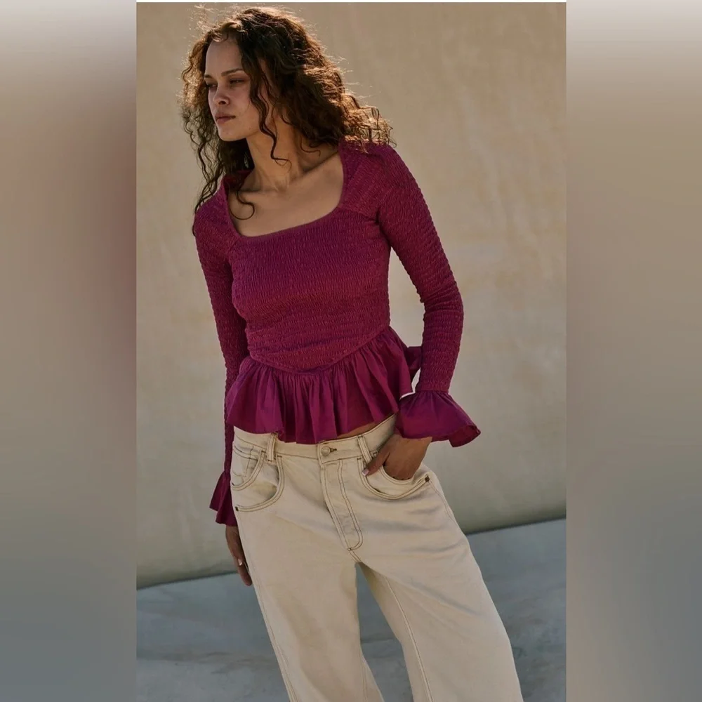 NWT free people tropical vibes top pink sweetheart XS